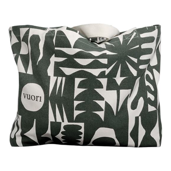 Vuori Canvas Tote Bag Green White Abstract Print Gym Beach Travel Carryall - Picture 8 of 8